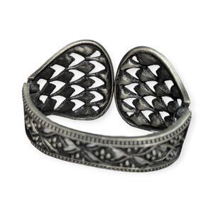 Dark Silver Tone Metal Cuff Bracelet